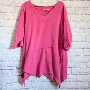 Cottonways Rachel Tunic Top 2 L XL Magenta Hot Pink Cotton Gauze Boho Beach
